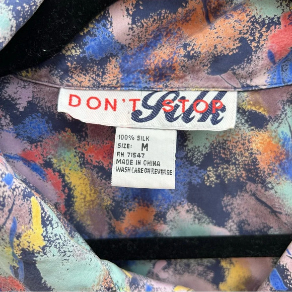 100% Silk Art Teacher Button Up Collared Shirt Size Medium - Picture 5 of 7